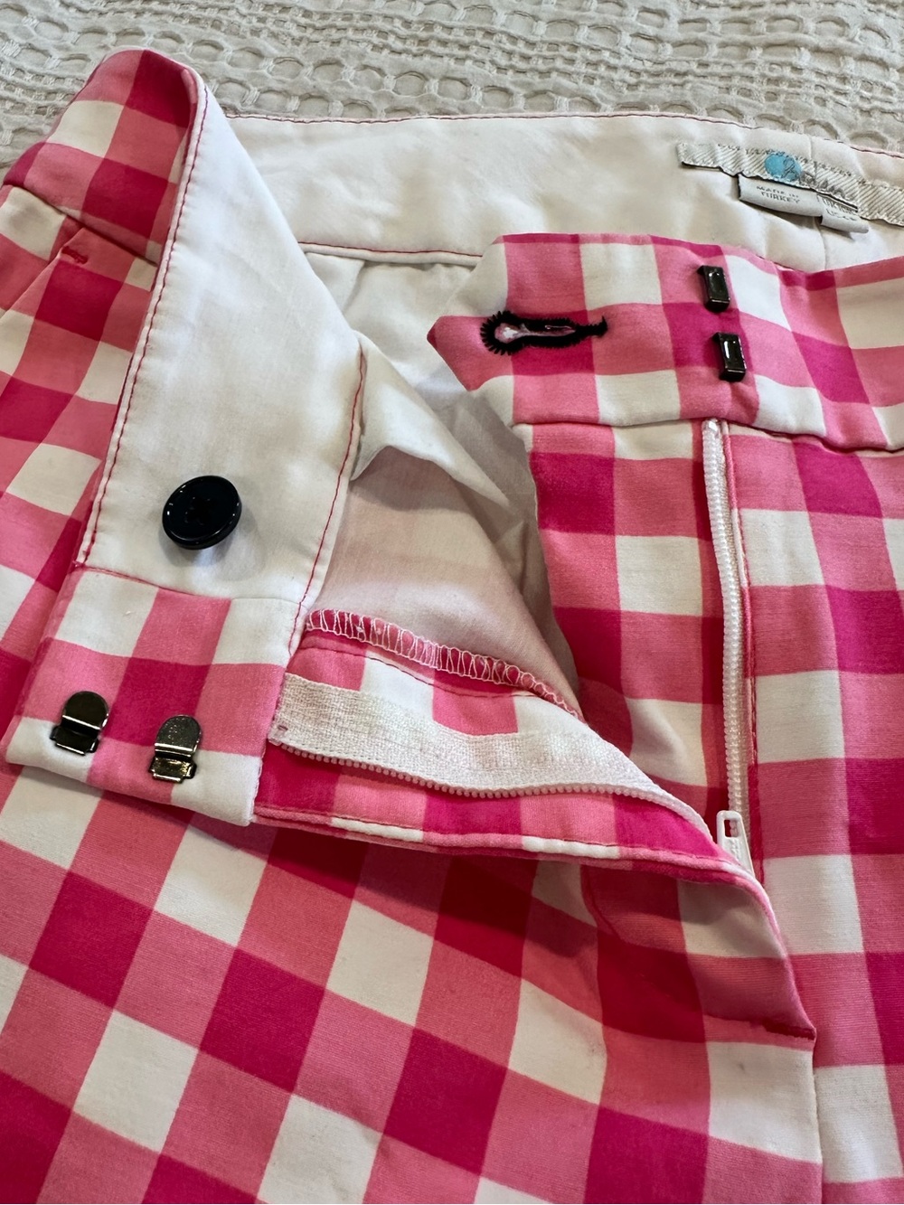 Boden Women’s Bright Pink Gingham Checkered Trouser Mid Rise Ankle Pants Size 6 - Picture 6 of 13